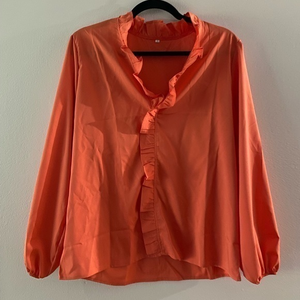Coral Ruffle Blouse NWOT‎